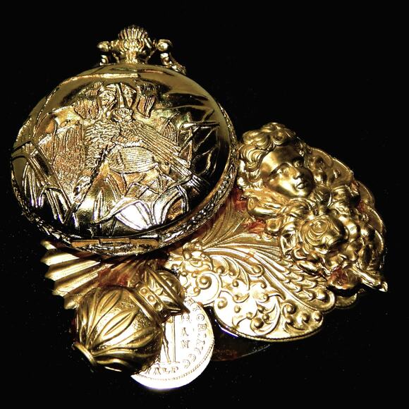 3 .5" Vintage 80's OOAK Rare Collage Assembled Mixed Materials Art Piece Brooch - Picture 2 of 9